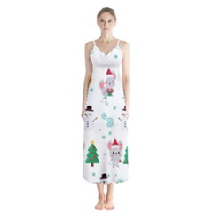 Christmas-seamless-pattern-with-cute-kawaii-mouse Button Up Chiffon Maxi Dress by Grandong