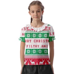 Merry Christmas Ya Filthy Animal Kids  Frill Chiffon Blouse