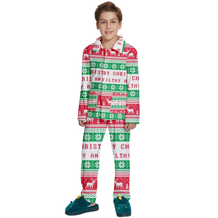 Merry Christmas Ya Filthy Animal Kids  Long Sleeve Velvet Pajamas Set