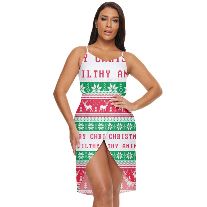 Merry Christmas Ya Filthy Animal Tulip Hem Mini Chiffon Dress