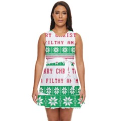 Merry Christmas Ya Filthy Animal Waist Tie Tier Mini Chiffon Dress