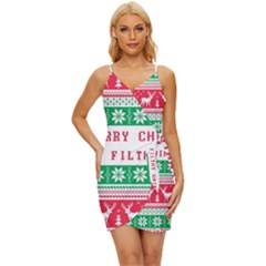 Merry Christmas Ya Filthy Animal Wrap Tie Front Dress