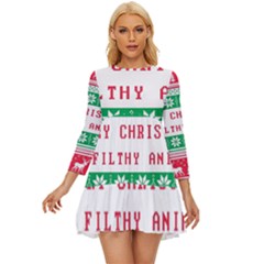 Merry Christmas Ya Filthy Animal Long Sleeve Babydoll Dress
