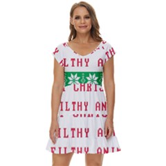 Merry Christmas Ya Filthy Animal Short Sleeve Tiered Mini Dress