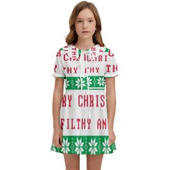 Merry Christmas Ya Filthy Animal Kids  Sweet Collar Dress