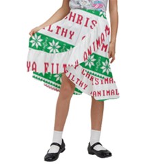 Merry Christmas Ya Filthy Animal Kids  Ruffle Flared Wrap Midi Skirt