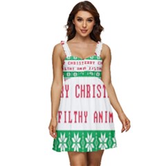 Merry Christmas Ya Filthy Animal Ruffle Strap Babydoll Chiffon Dress