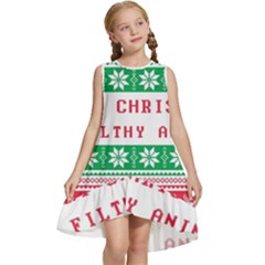 Merry Christmas Ya Filthy Animal Kids  Frill Swing Dress by Grandong