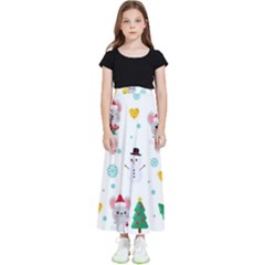 Christmas-seamless-pattern-with-cute-kawaii-mouse Kids  Flared Maxi Skirt by Grandong