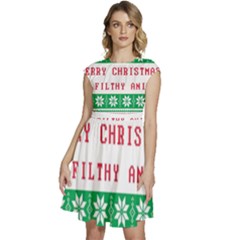 Merry Christmas Ya Filthy Animal Cap Sleeve High Waist Dress