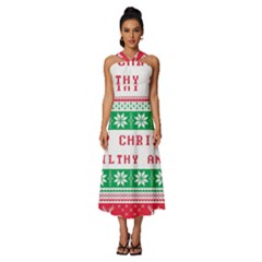 Merry Christmas Ya Filthy Animal Sleeveless Cross Front Cocktail Midi Chiffon Dress