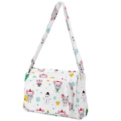 Christmas-seamless-pattern-with-cute-kawaii-mouse Front Pocket Crossbody Bag by Grandong