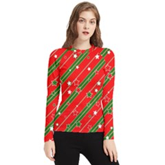 Christmas-paper-star-texture     - Women s Long Sleeve Rash Guard by Grandong