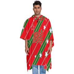 Christmas-paper-star-texture     - Men s Hooded Rain Ponchos by Grandong