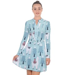 Christmas-tree-cute-lama-with-gift-boxes-seamless-pattern Long Sleeve Panel Dress by Grandong