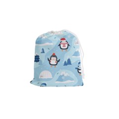 Christmas-seamless-pattern-with-penguin Drawstring Pouch (Small)