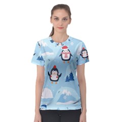 Christmas-seamless-pattern-with-penguin Women s Sport Mesh T-Shirt