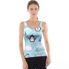 Christmas-seamless-pattern-with-penguin Women s Basic Tank Top