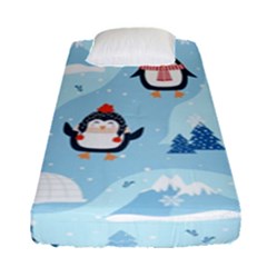 Christmas-seamless-pattern-with-penguin Fitted Sheet (Single Size)