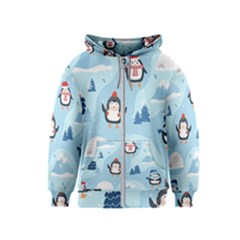 Christmas-seamless-pattern-with-penguin Kids  Zipper Hoodie
