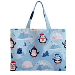 Christmas-seamless-pattern-with-penguin Zipper Mini Tote Bag