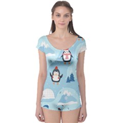 Christmas-seamless-pattern-with-penguin Boyleg Leotard 