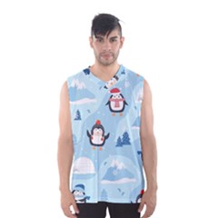Christmas-seamless-pattern-with-penguin Men s Basketball Tank Top