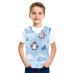 Christmas-seamless-pattern-with-penguin Kids  Basketball Tank Top