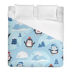 Christmas-seamless-pattern-with-penguin Duvet Cover (Full/ Double Size)