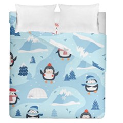 Christmas-seamless-pattern-with-penguin Duvet Cover Double Side (Queen Size)