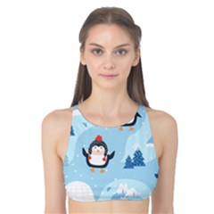 Christmas-seamless-pattern-with-penguin Tank Bikini Top