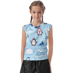 Christmas-seamless-pattern-with-penguin Kids  Raglan Cap Sleeve T-shirt