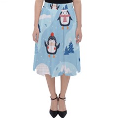 Christmas-seamless-pattern-with-penguin Classic Midi Skirt