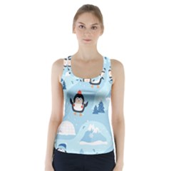 Christmas-seamless-pattern-with-penguin Racer Back Sports Top