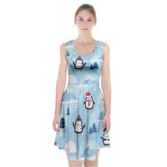 Christmas-seamless-pattern-with-penguin Racerback Midi Dress