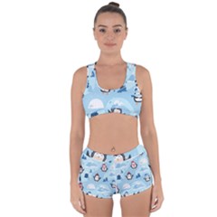 Christmas-seamless-pattern-with-penguin Racerback Boyleg Bikini Set