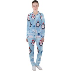 Christmas-seamless-pattern-with-penguin Casual Jacket and Pants Set