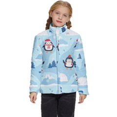 Christmas-seamless-pattern-with-penguin Kids  Puffer Bubble Jacket Coat by Grandong