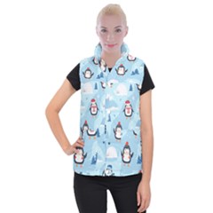 Christmas-seamless-pattern-with-penguin Women s Button Up Vest