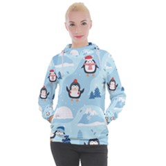 Christmas-seamless-pattern-with-penguin Women s Hooded Pullover