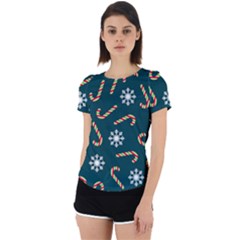 Christmas-seamless-pattern-with-candies-snowflakes Back Cut Out Sport T-shirt by Grandong