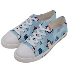 Christmas-seamless-pattern-with-penguin Women s Low Top Canvas Sneakers