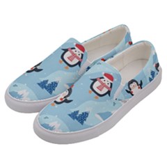Christmas-seamless-pattern-with-penguin Men s Canvas Slip Ons