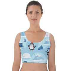 Christmas-seamless-pattern-with-penguin Velvet Crop Top