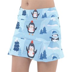 Christmas-seamless-pattern-with-penguin Classic Tennis Skirt