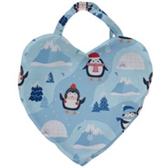 Christmas-seamless-pattern-with-penguin Giant Heart Shaped Tote