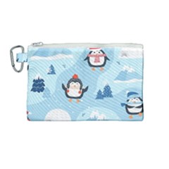 Christmas-seamless-pattern-with-penguin Canvas Cosmetic Bag (medium)