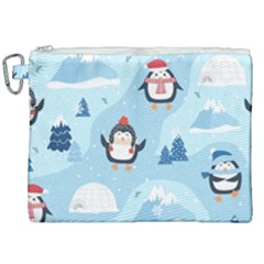 Christmas-seamless-pattern-with-penguin Canvas Cosmetic Bag (XXL)