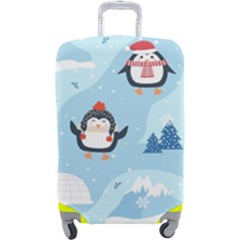 Christmas-seamless-pattern-with-penguin Luggage Cover (large) by Grandong
