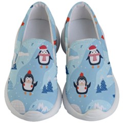 Christmas-seamless-pattern-with-penguin Kids Lightweight Slip Ons